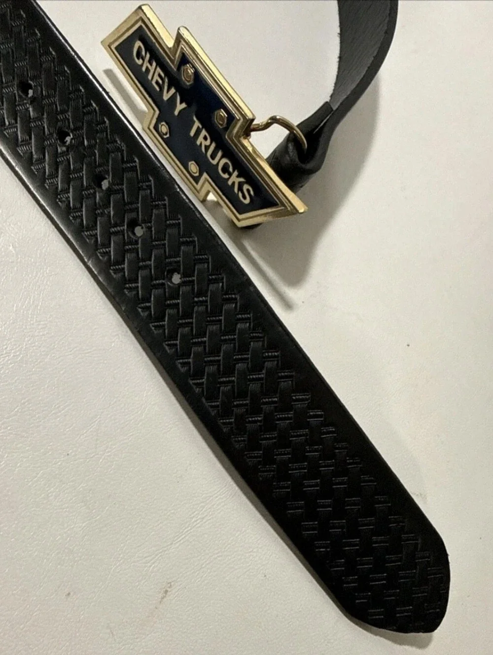 Chevrolet/Chevy Solid Brass Belt Buckle & Leather Waist Size 34 To 38 Chevy Logo